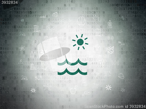 Image of Travel concept: Beach on Digital Data Paper background