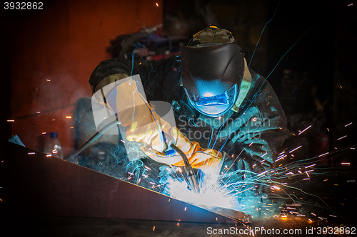 Image of worker welding metal