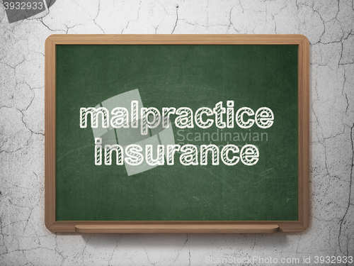Image of Insurance concept: Malpractice Insurance on chalkboard background