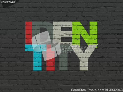 Image of Protection concept: Identity on wall background