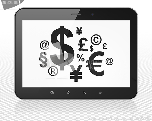 Image of Finance concept: Tablet Pc Computer with Finance Symbol on display