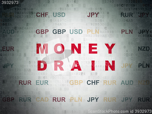 Image of Money concept: Money Drain on Digital Data Paper background