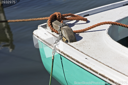 Image of Green wooden boat 