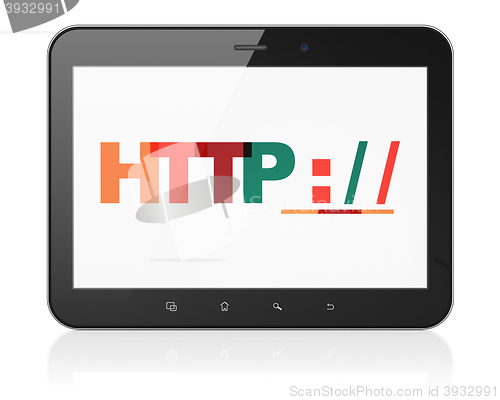 Image of Web design concept: Tablet Computer with Http : / / on  display