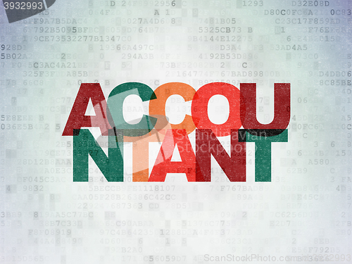 Image of Money concept: Accountant on Digital Data Paper background