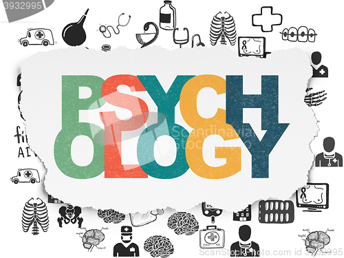 Image of Medicine concept: Psychology on Torn Paper background