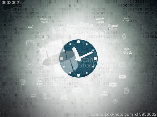Image of Time concept: Clock on Digital Data Paper background