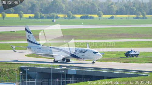 Image of Airplane Boeing 737-800 El Al Israel Airlines in Munich airport