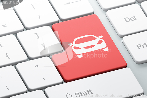 Image of Vacation concept: Car on computer keyboard background