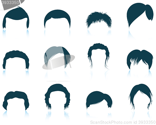 Image of Set of man\'s hairstyles icons