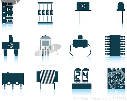 Image of Set of electronic components icons