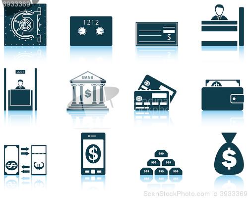 Image of Set of twelve bank icons