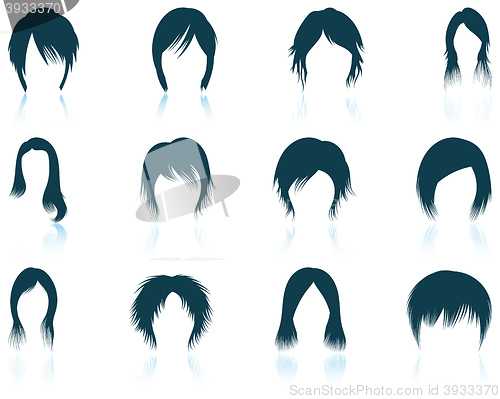 Image of Set of woman\'s hairstyles icons