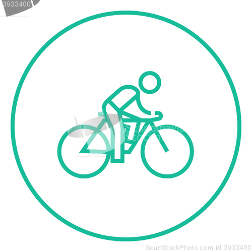 Image of Man riding  bike line icon.