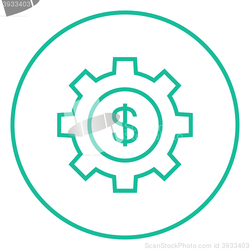 Image of Gear with dollar sign line icon.