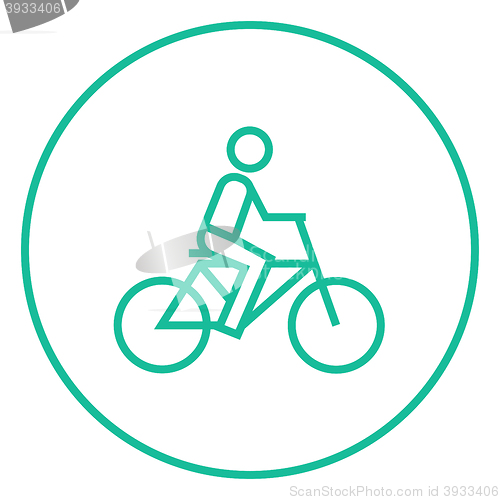 Image of Man riding bike line icon.