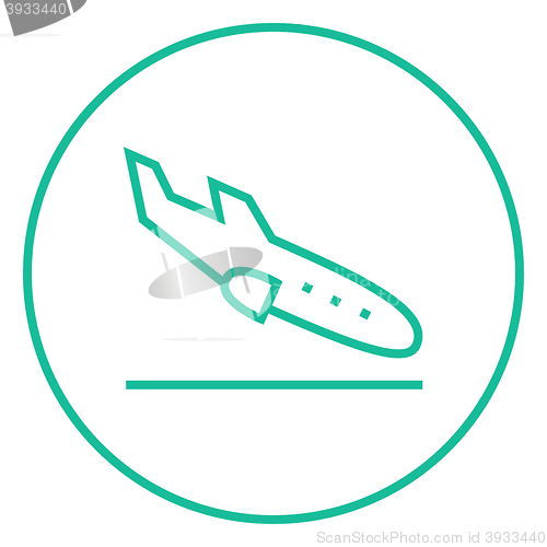 Image of Landing aircraft line icon.