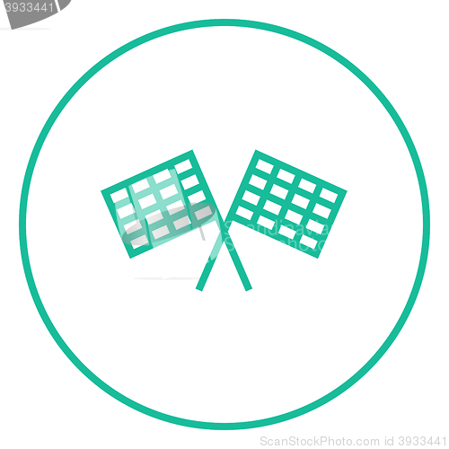 Image of Two checkered flags line icon.