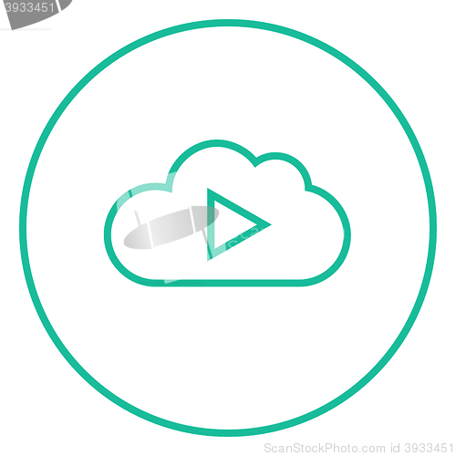 Image of Cloud with play button line icon.
