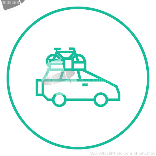 Image of Car with bicycle mounted to the roof line icon.