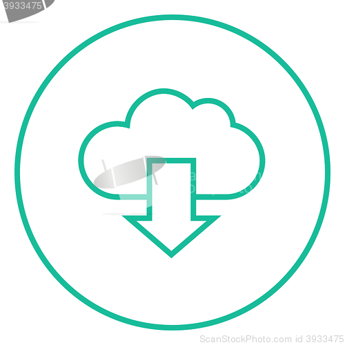 Image of Cloud with arrow down line icon.