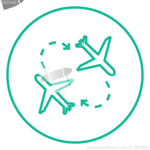 Image of Airplanes line icon.