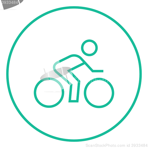 Image of Man riding  bike line icon.