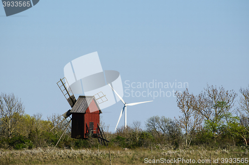 Image of New and old windmills