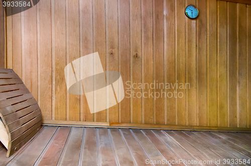 Image of A small sauna with wooden walls