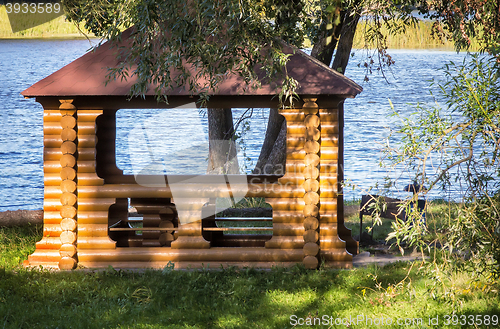 Image of A beautiful gazebo on a picturesque Bank of the river.