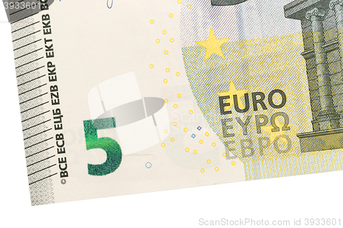 Image of Close-up of a 5 euro bank note