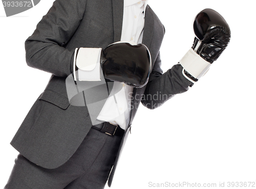 Image of Businessman in boxing gloves 