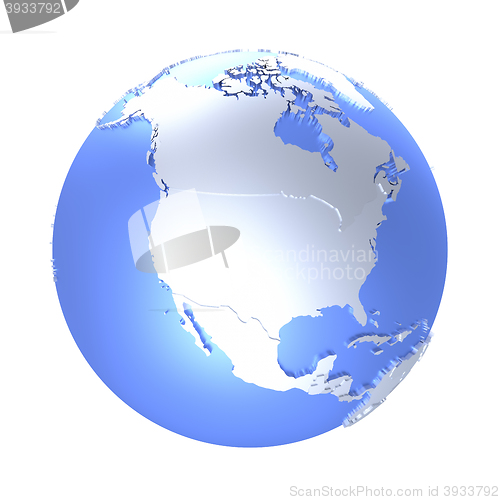 Image of North America on bright metallic Earth