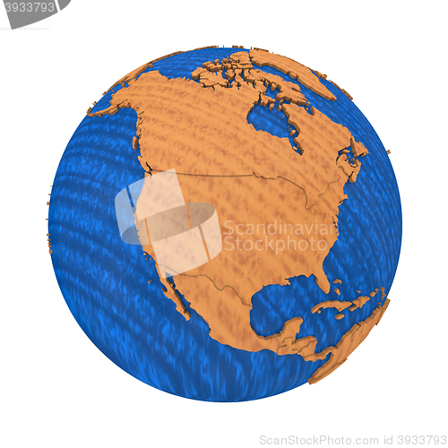 Image of North America on wooden Earth