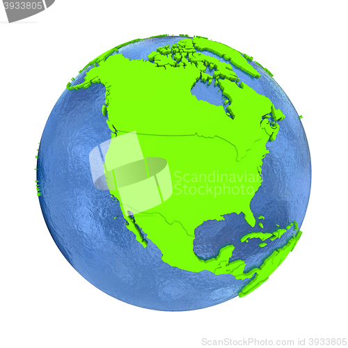 Image of North America on green Earth