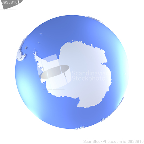 Image of Antarctica on bright metallic Earth
