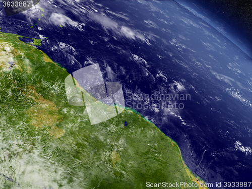 Image of Guynea and Suriname  from space