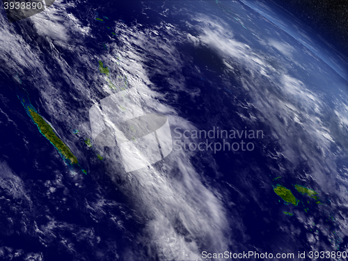 Image of New Caledonia, Fiji and Vanuatu from space