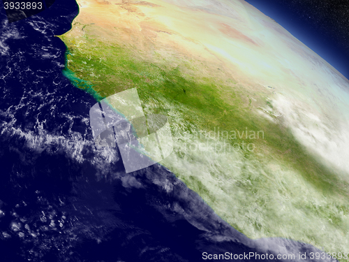 Image of Liberia, Sierra Leone and Guinea from space