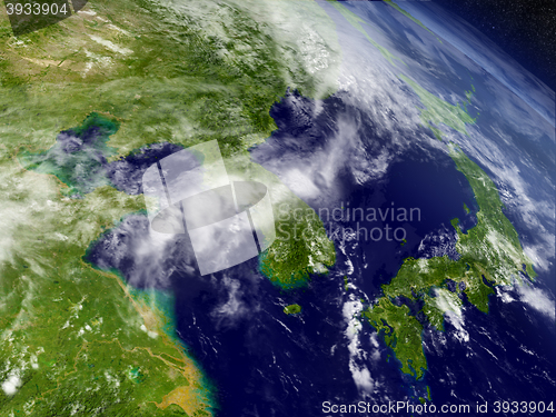 Image of South Korean and North Korea from space