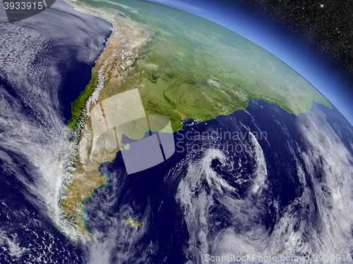 Image of Argentina and Chile from space