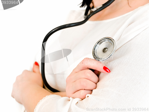 Image of Hand of Nurse with Stethoscope