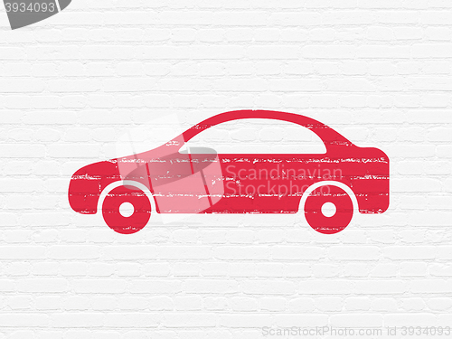 Image of Travel concept: Car on wall background