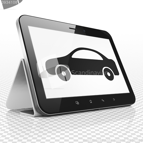 Image of Tourism concept: Tablet Computer with Car on display