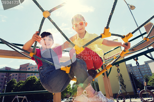 Image of group of happy kids on children playground