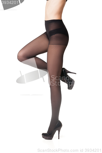 Image of Model in black tights