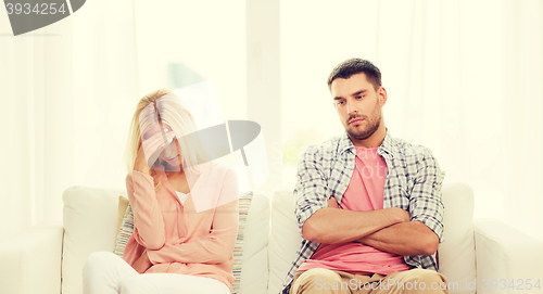 Image of unhappy couple having argument at home