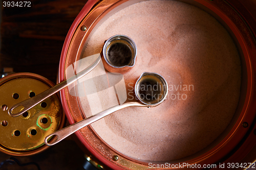 Image of Two cute pots to prepare Turkish coffee