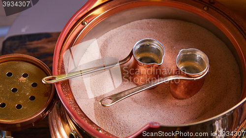 Image of Two cute pots to prepare Turkish coffee