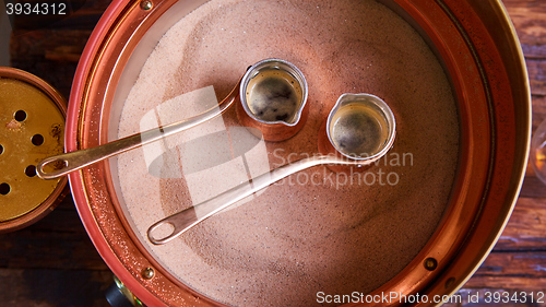 Image of Two cute pots to prepare Turkish coffee